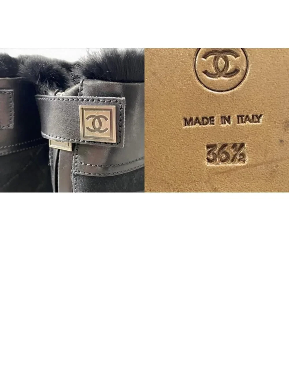 Chanel Sports Back Zip Middle Boots CC Logo Leather